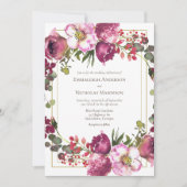 Magenta Pink Floral Wedding Kaart (Voorkant)