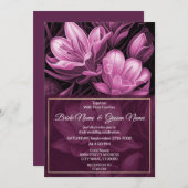 Magenta Pink Floral Wedding Kaart (Voorkant / Achterkant)