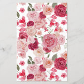 Magenta Pink Floral Wedding Menu Kaart (Achterkant)