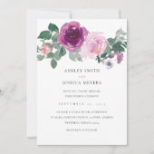 Magenta Pink Floral White Leaf Green Wedding Kaart (Voorkant)