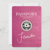 Magenta Pink Florida Passport Bewaar de datum Save The Date (Voorkant)