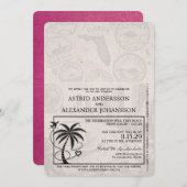 Magenta Pink Florida Passport Wedding Kaart (Voorkant / Achterkant)