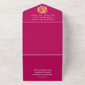 Magenta Pink Fuchsia Herfst Floral Elegant Wedding All In One Uitnodiging (Buitenkant)