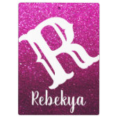 Magenta Pink Glitter Ombre Sparkles Monogram Klembord (Achterkant)