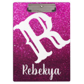 Magenta Pink Glitter Ombre Sparkles Monogram Klembord (Voorkant)