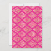Magenta Pink, Gold Damask 16e verjaardag Uitnodigi Kaart (Achterkant)