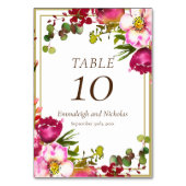 Magenta Pink Gold Floral Wedding Kaart (Achterkant)