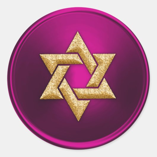 Magenta Pink Gold Star van David Envelope Seal Ronde Sticker (Voorkant)