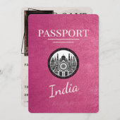 Magenta Pink India Passport Bewaar de datum Save The Date (Voorkant / Achterkant)
