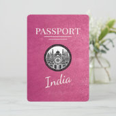 Magenta Pink India Passport Bewaar de datum Save The Date (Staand voorkant)