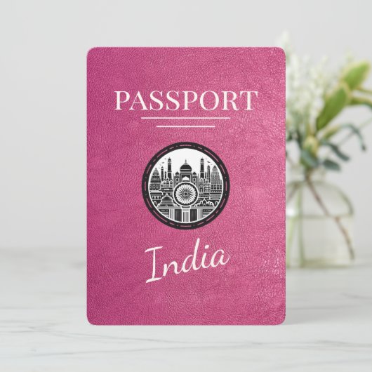 Magenta Pink India Passport Bewaar de datum Save The Date (Staand voorkant)