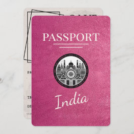 Magenta Pink India Passport Bewaar de datum Save The Date