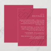 Magenta Pink Modern Edge Elegant Monogram Details Informatiekaartje (Voorkant / Achterkant)