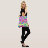 Magenta Pink Modern Paisley Monogram Tote Bag (Op model)