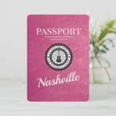 Magenta Pink Nashville Passport Bewaar de datum Save The Date (Staand voorkant)