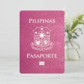 Magenta Pink Philippines Passport Save the Date (Staand voorkant)