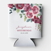 Magenta Pink Rose Floral Greenery Birthday Blikjeskoeler (Voorkant)