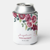 Magenta Pink Rose Floral Greenery Birthday Blikjeskoeler (Blikje Achterkant)