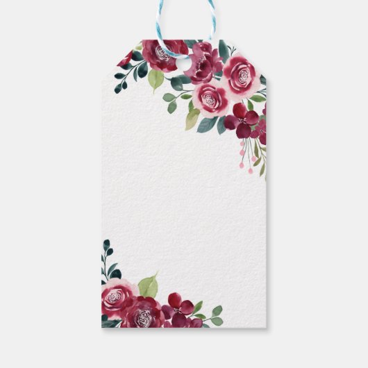 Magenta Pink Rose Floral Greenery Birthday Cadeaulabel (Achterkant)