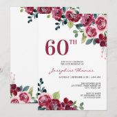 Magenta Pink Rose Floral Greenery Birthday Kaart (Voorkant / Achterkant)