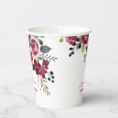 Magenta Pink Rose Floral Greenery Birthday Papieren Bekers (Links)