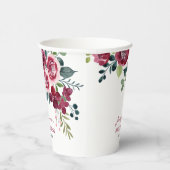 Magenta Pink Rose Floral Greenery Birthday Papieren Bekers (Rechts)