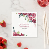 Magenta Pink Rose Floral Greenery Birthday Servet (Insitu)