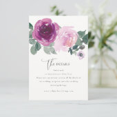 Magenta Pink Rose Flowers Ivory Wedding Details Informatiekaartje (Staand voorkant)