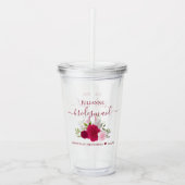 Magenta Pink Roses Elegant Bridesmaid Wedding Acryl Drinkbeker (Voorkant)