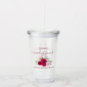 Magenta Pink Roses Elegant Maid of Honor Wedding Acryl Drinkbeker (Voorkant)