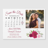 Magenta & Pink Roses Kalenderfoto Bewaar de datum Magnetische Uitnodiging (Voorkant)