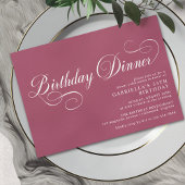 Magenta Pink |  script chique verjaardagsdiner Kaart