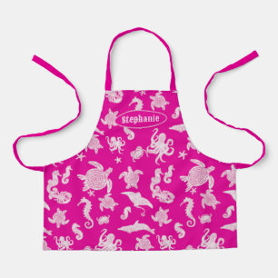 Magenta Pink Sealife Patroon Kinder Schort