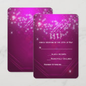 Magenta Pink Sparkle Club Vibe Party RSVP-kaart RSVP Kaartje (Voorkant / Achterkant)