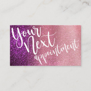 Magenta Pink Triple Glitter Ombre Typografie Afsprakenkaartje