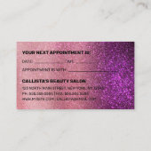 Magenta Pink Triple Glitter Ombre Typografie Afsprakenkaartje (Achterkant)
