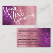 Magenta Pink Triple Glitter Ombre Typografie Afsprakenkaartje (Voorkant / Achterkant)