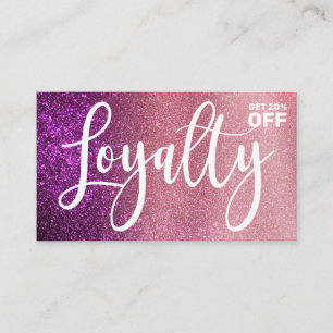 Magenta Pink Triple Glitter Ombre Typografie Klantenkaartje