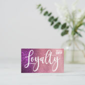 Magenta Pink Triple Glitter Ombre Typografie Klantenkaartje (Staand voorkant)
