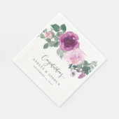 Magenta Pink Watercolor Floral Ivory Wedding Servet (Hoek)