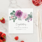 Magenta Pink Watercolor Floral White Wedding Servet (Insitu)