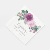Magenta Pink Watercolor Floral White Wedding Servet (Hoek)