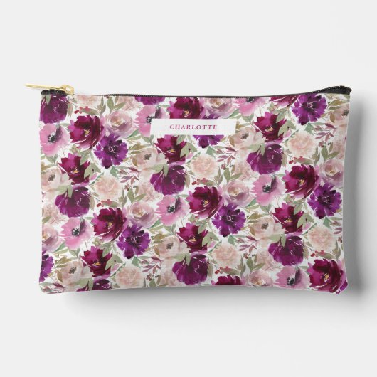 Magenta Pink Watercolor Flowers Etui (Voorkant)