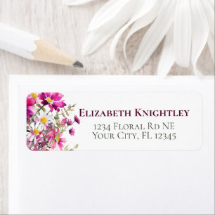 Magenta Pink Wildflower Kleurrijke Tuinbloemen Etiket