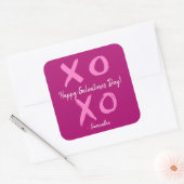 Magenta Pink XOXO - Happy Galentine's Day Cute  Vierkante Sticker (Envelop)