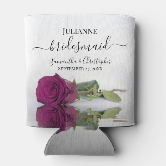 Magenta Plum Roos Elegante bruidsmeisje bruiloft Blikjeskoeler (Achterkant)