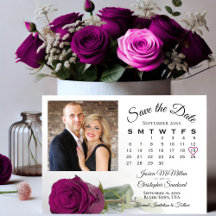 Magenta Plum Roos Elegante Trouwkalender & Foto
