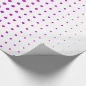 Magenta Polka Dot Modern White Cadeaupapier (Hoek)