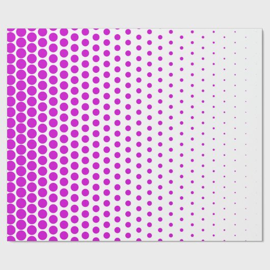 Magenta Polka Dot Modern White Cadeaupapier (Vlak)