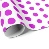 Magenta Polka Dot Modern White Cadeaupapier (Rol Hoek)
